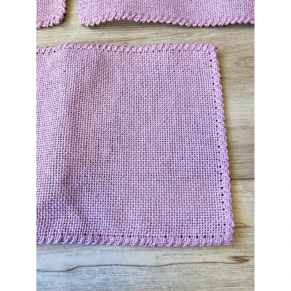 Vtg Lavender Purple Woven Raffia Placemats Set of 5 Boho Rustic Table Mats 17x12